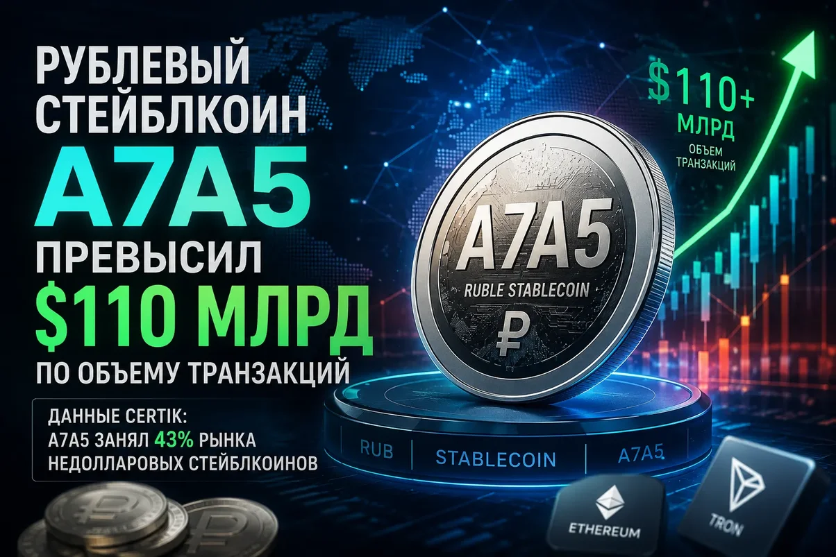 Объем транзакций рублевого стейблкоина A7A5 превысил $110 млрд.webp