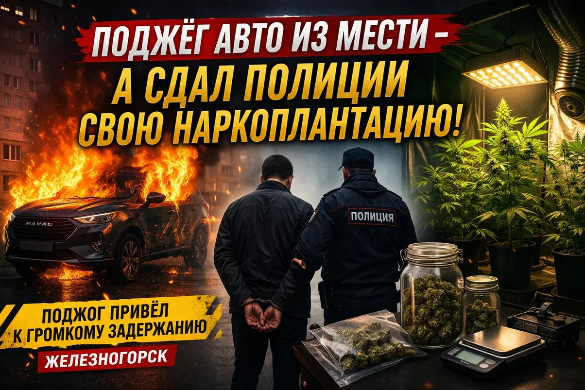 Поджог авто в Железногорске раскрыл наркоплантацию.webp