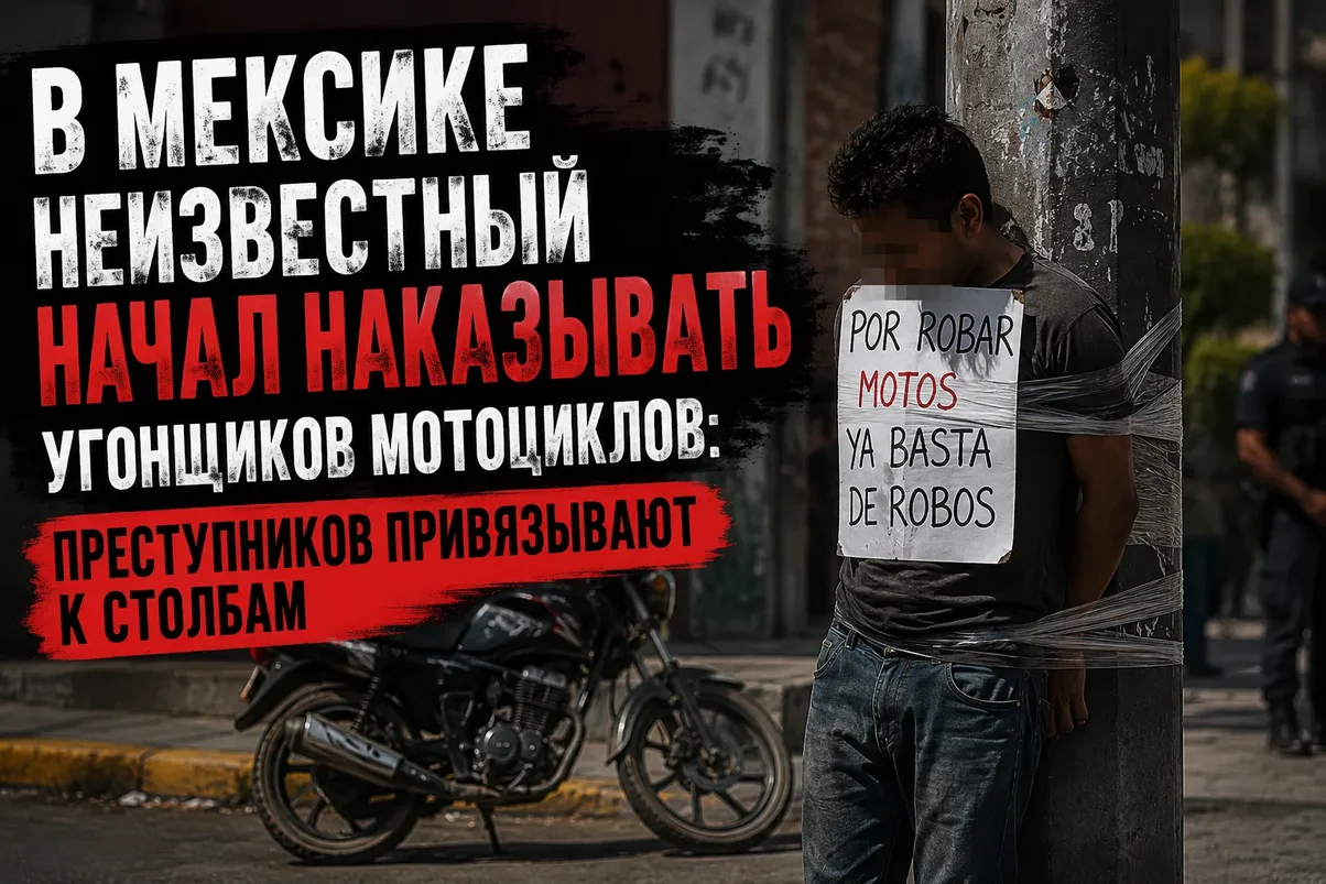 В Мексике неизвестный наказывает угонщиков мотоциклов.webp