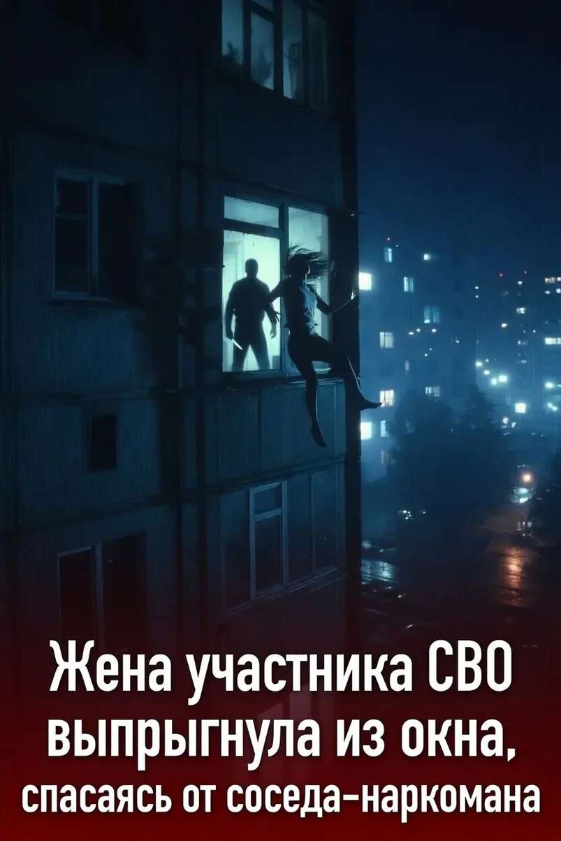 Жена участника СВО выпрыгнула из окна, спасаясь от соседа-наркомана».webp